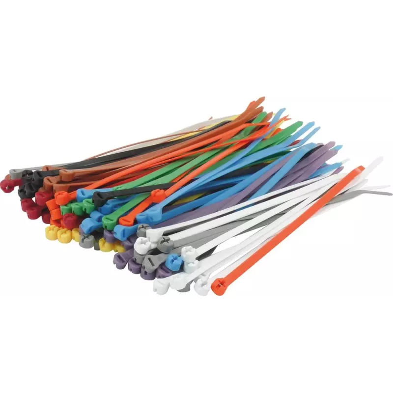 Collier nylon Tyrap multicolore 4,8x186mm - lot de 100 pcs