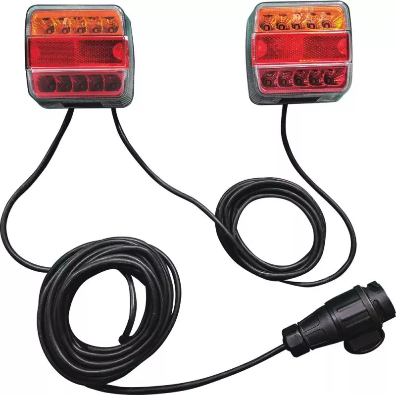 Kit de signalisation arrière LED 12V 7,5m magnétique avec fiche 13 plots- blister