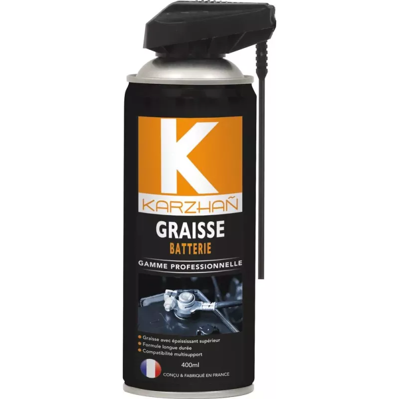 Graisse pour batterie avec tête 2 jets - aérosol 400ml