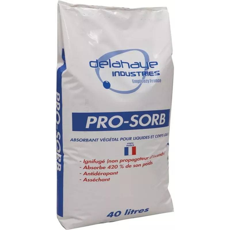 Absorbant végétal granulé ignifugé - sac de 40L 8kg