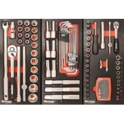 Servante d'atelier 7 tiroirs composée de 248 outils - modules finition carbone