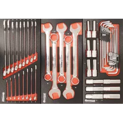 Servante d'atelier 7 tiroirs composée de 107 outils - modules finition carbone