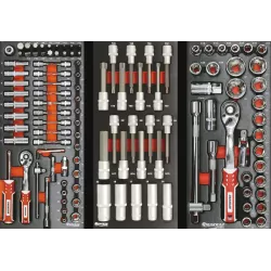 Servante d'atelier 8 tiroirs composée de 263 outils PL  - modules finition métal