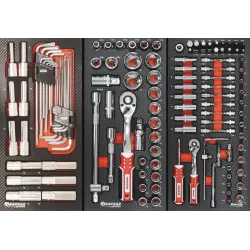 Servante d'atelier 7 tiroirs composée de 249 outils - modules finition carbone