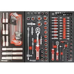 Servante d'atelier 7 tiroirs composée de 188 outils - modules finition carbone