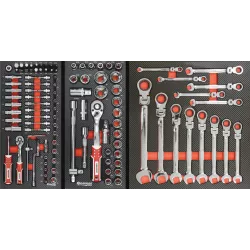 Servante d'atelier XXL 7 tiroirs composée de 170 outils - modules finition carbone