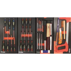 Servante d'atelier XXL 7 tiroirs composée de 170 outils - modules finition carbone