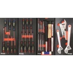 Servante d'atelier XXL 7 tiroirs composée de 235 outils - modules finition carbone