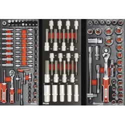 Servante d'atelier 8 tiroirs composée de 229 outils - modules finition métal