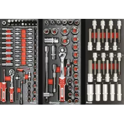 Servante d'atelier 8 tiroirs composée de 212 outils - modules finition métal