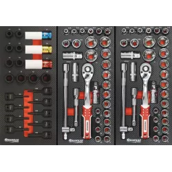 Servante d'atelier 7 tiroirs composée de 187 outils - modules finition carbone