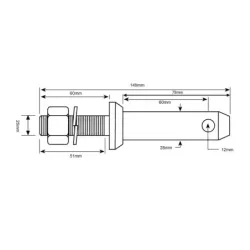 Piton 28x149mm, Filetage 1''x51mm Cat. 2