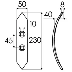 Soc plat réversible 50X8X230 E.A. 45