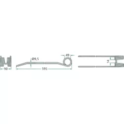 Dent d'andaineur Claas 595x90mm