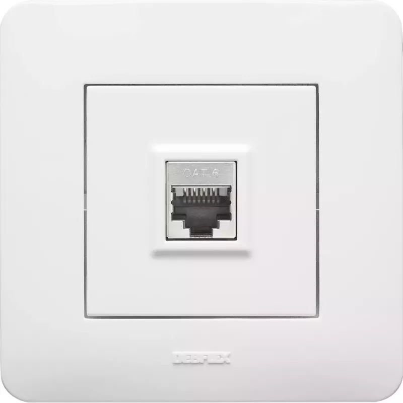 Prise RJ45 encastrée 230V blanc brillant