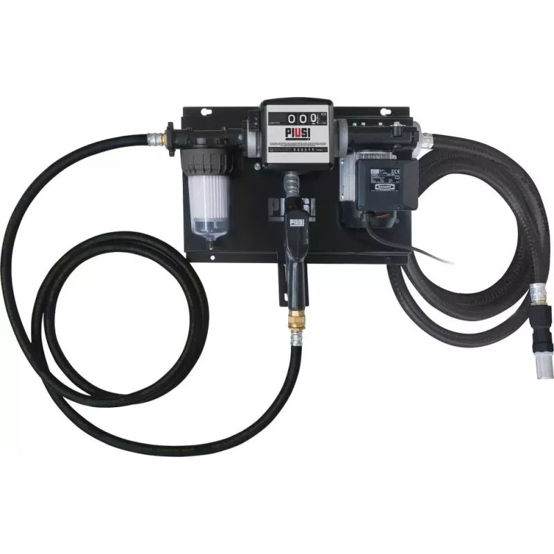 Pompe à gasoil 230V 70 l/min avec pistolet automatique/volucompteur/filtre transparent absorption d'eau/tuyau d'aspiration - sta